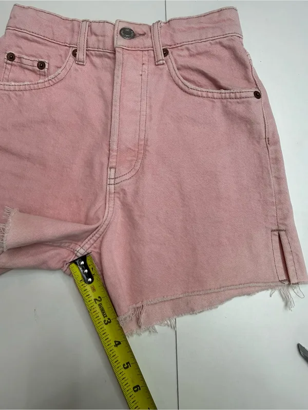 Zara Dusty Pink Frayed Denim Shorts size 0 - Image 9
