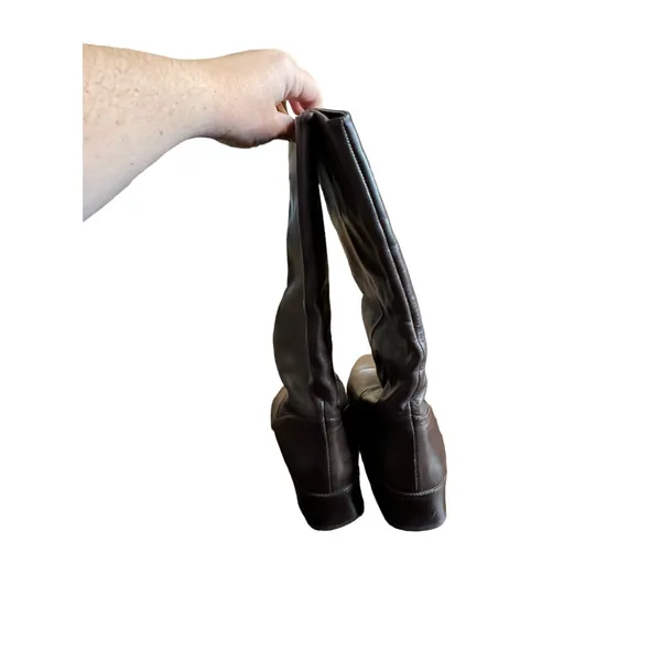 Markon‎ Women's Boots Shelly Leather Foldover Mid Calf Soft Dark Brown Size 9.5 - Image 3