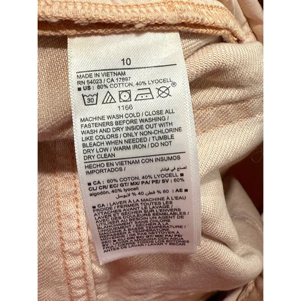 Old Navy‎ Mid-Rise Baggy Wide Leg Jeans Peach Orange Denim Pants Size 10 - Image 4