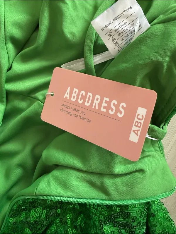 ABCDress Sequin Spaghetti Strap Mini Dress Green Size 8 NWT - Image 7