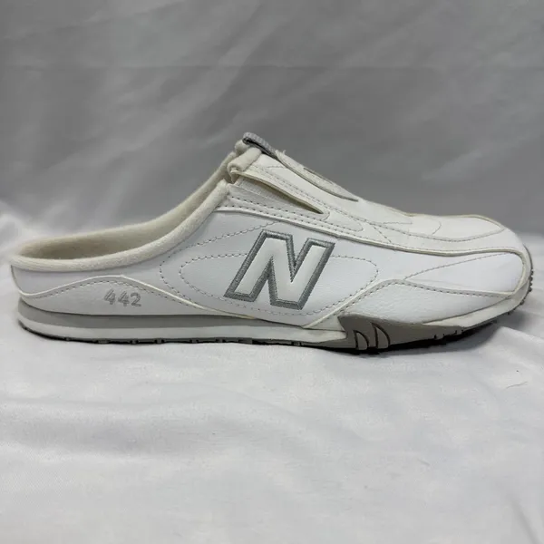 New Balance 442 Leather White Shoes 8 Women Slide Slip-On Sneakers Comfort - Image 4
