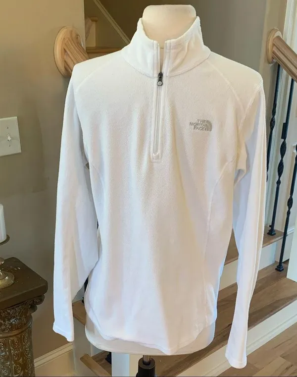 The North Face Lightweight Pullover White Long Sleeve Fleece Top Womens Medium - Image 3