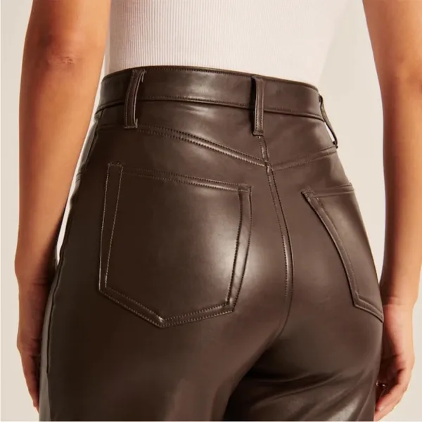 12th Tribe Vegan Brown Leather Pants - Image 3