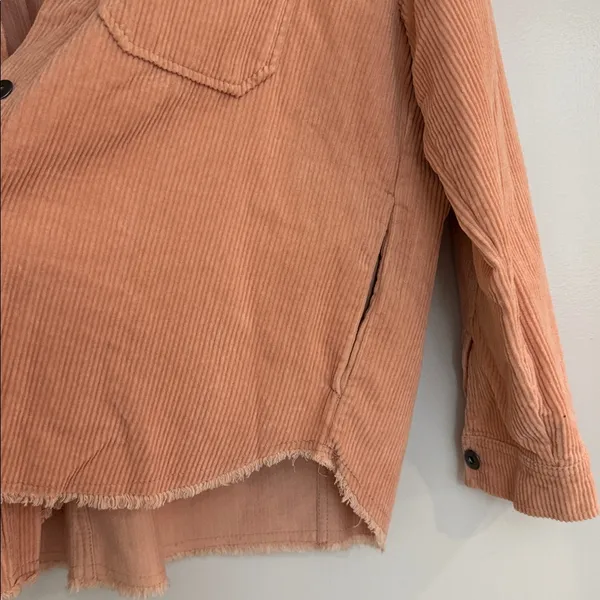 Zara Peachy Coral Corduroy Shirt Jacket - Image 5