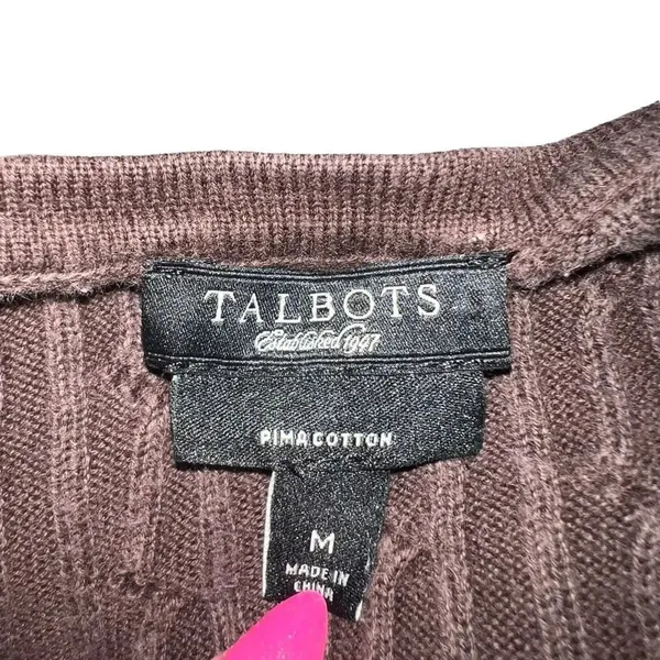 Talbots brown ribbed V‎ neck sweater 14 - Image 3