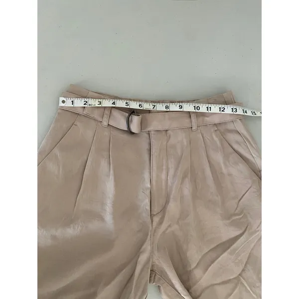 Abercrombie Tan Neutral Belted Pleated Wide Leg Cropped Trousers Pants S Short - Image 7