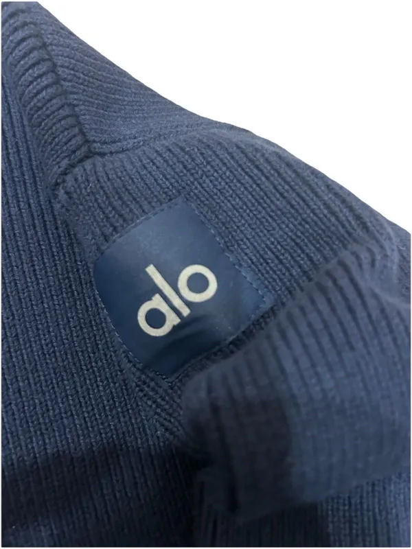 Alo Yoga Scholar Ribbed Knit Oversized Crewneck Sweater Navy Blue Size XS - Image 3