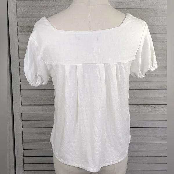 FOREVER 21 Embroidered Cropped Boho Blouse White/Multi-Small - Image 3