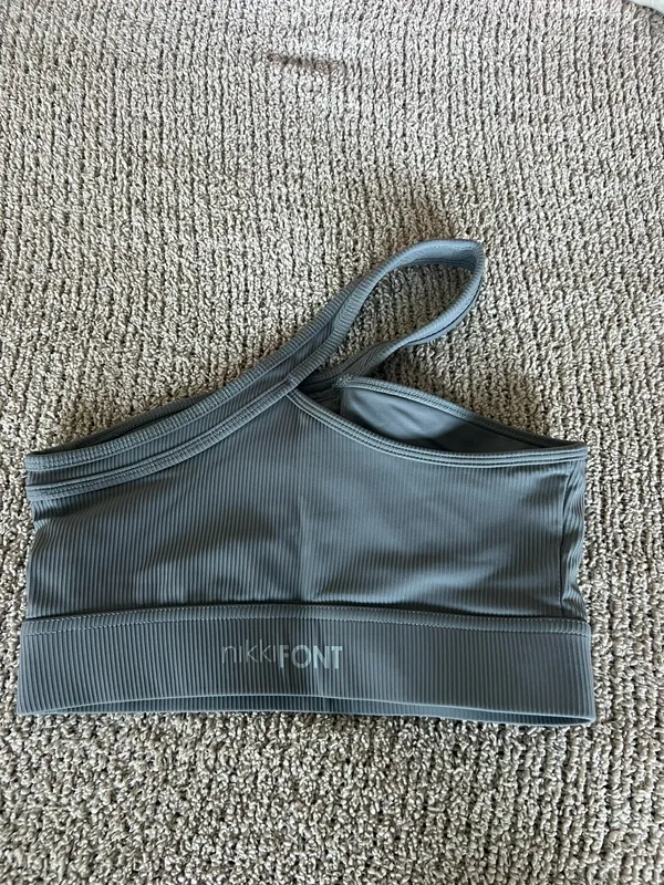 Nikki Font grey ribbed crop top Size M #croptop #activewear - Image 2