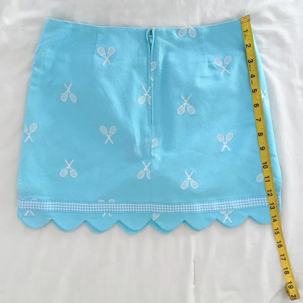 Vintage 90s y2k Lilly Pulitzer Scallop Tennis Mini Skirt - Pool Blue - 2P - Image 8
