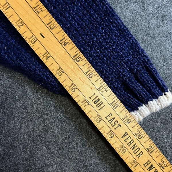 Palm Springs Yacht Club Vintage Navy Floral Knit Sweater Pom Pom Trim Medium - Image 7