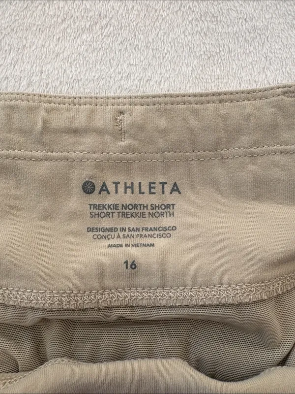 Athleta size 14 Trekkie North Khaki Athletic Shorts Wide Waistband athletic casu - Image 3