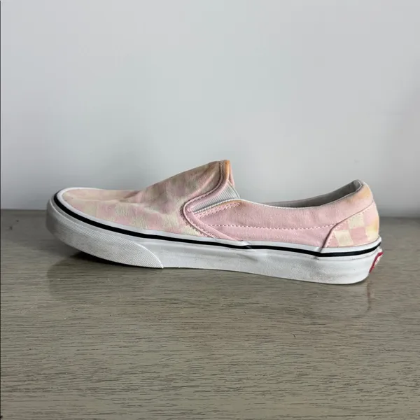Vans Pink and Off White Checkered Slip-On Flats Size 7.5 - Image 7