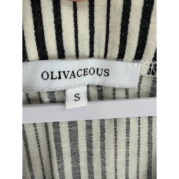 Olivaceous‎ Womens Peplum Top Striped Ruffle Linen Blend Small - Image 5