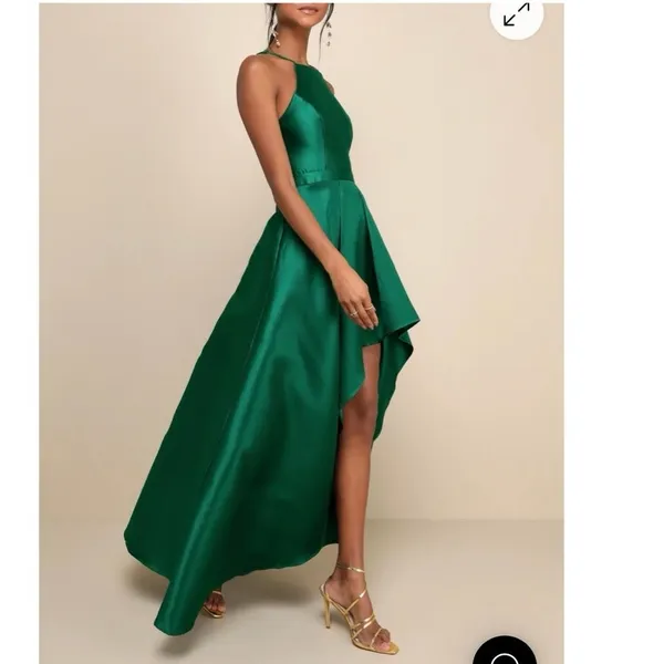 Lulu’s Broadway Show Emerald Green High-Low Gown Size M - Image 2