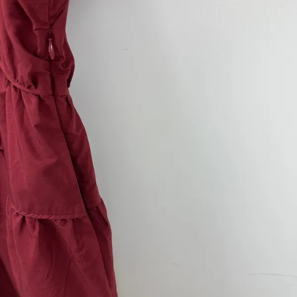 Madewell Puff Sleeve Mini Dress Poplin Claret Burgundy A Line Pockets XL NWT - Image 14