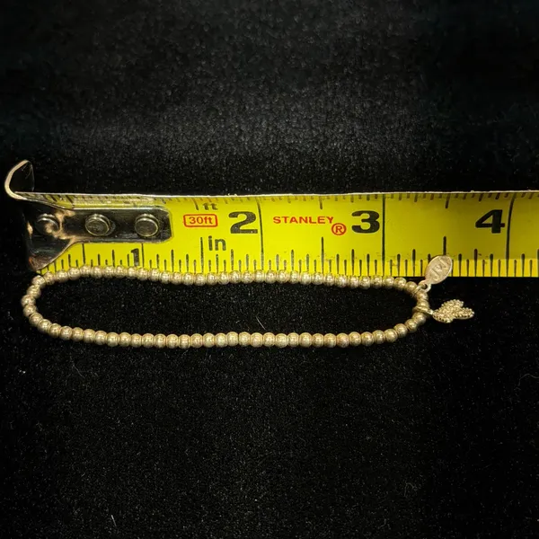 J&J Beaded Stretch‎ Bracelet OS Gold Crystal Butterfly Charm Logo Tag - Image 4