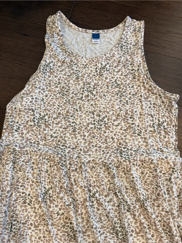 Old Navy Tan Leopard Print Dress Size Medium - C8-099 - Image 3