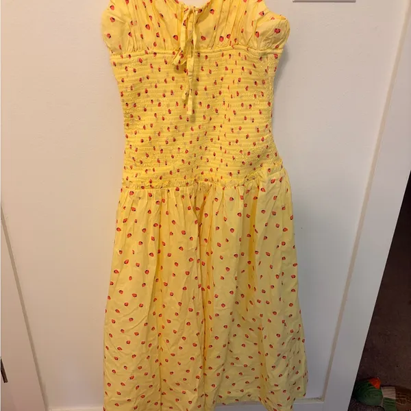 Free people Yellow strawberry pattern Midi Dress - Image 4