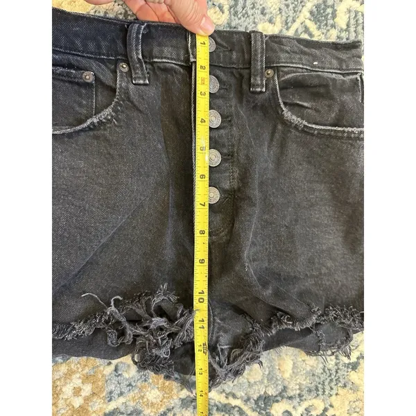 Abercrombie and Fitch High-rise Mom Jean Shorts Black Denim Curve Love Size 27/4 - Image 7