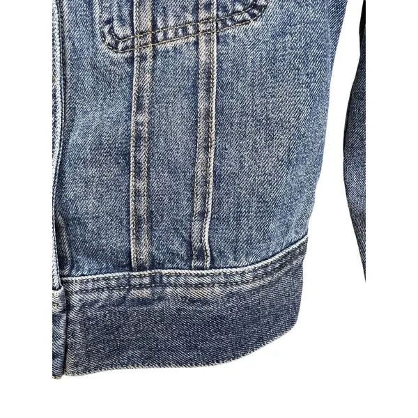Aritzia TNA The Tina Crop Washed Denim Light Blue Jacket‎ Biker Style Size XS - Image 6