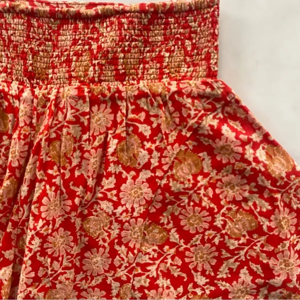 Free People Say It's So Cotton Ruffle Shorts Red Floral Combo Boho Size Small - Image 8