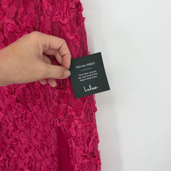 Lulus Ravishing Appeal Fuchsia 3d Floral Applique Strapless Maxi Dress Pink NWT - Image 4