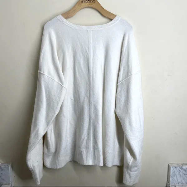 Free People Luna Pullover Oversized Sweater size L Ivory Slouchy Crewneck - Image 6
