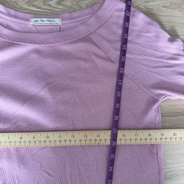 Free People XS Snowy Thermal Oversized Tunic Light Pink Relaxed Lounge Preppy - Image 8
