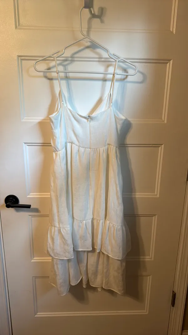 NWT White Spaghetti Strap ruffled tiered dress - Image 4