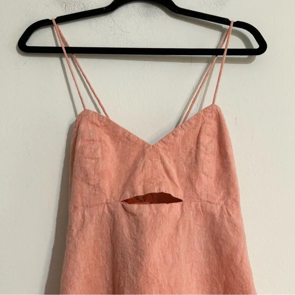Hoodlamb Hemp Tailor Organic Cotton Flowy Back Tie Cut Out Dress Peach Coastal - Image 5