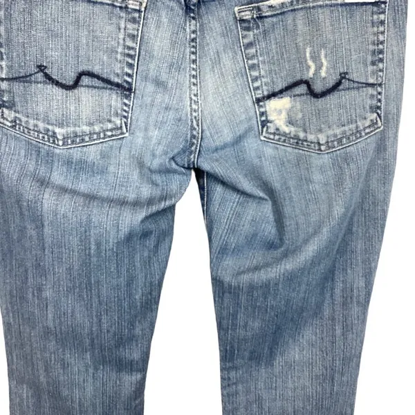 7 For All Mankind Distressed Skinny‎ Jeans Roxanne Style Size 31 Denim Low-Rise - Image 10