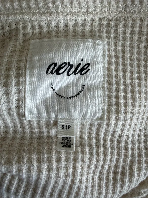 Aerie Lumberjane Waffle Button Down Shirt Size Small Oversized Autumnal - Image 3