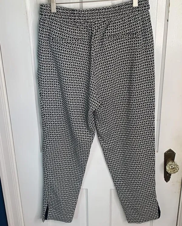 Anthropologie Black Larkin Jacquard Trouser Pant in Black Motif W-257 Sz S - Image 7