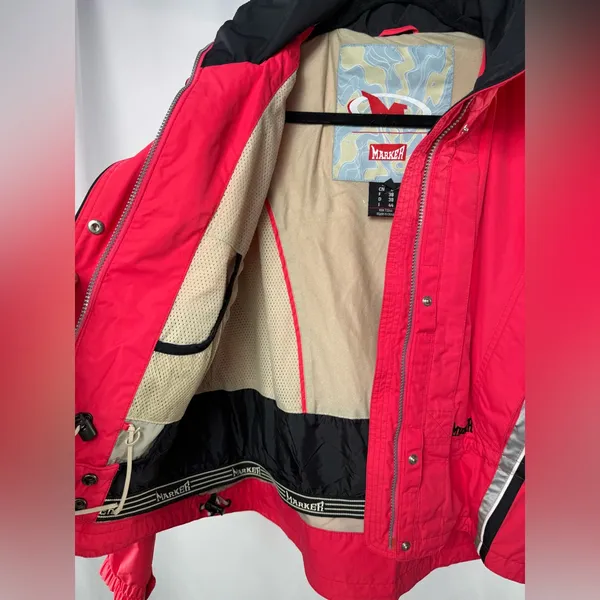 Marker Zip Up Hidden Hood Snowboarding Jacket‎ in Bright Red Size 8 - Image 5