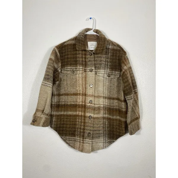 Wilfred Free Aritzia The Ganna Womens Wool Plaid Shacket Jacket M Oversized - Image 5