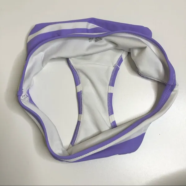 Aerie Purple Striped Scoop Neck Bikini Set Sm - Image 4