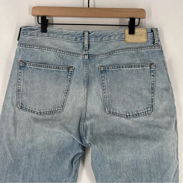 Everlane Cotton Light Blue Denim Button Fly High Rise‎ Straight Ankle Jean - Image 7