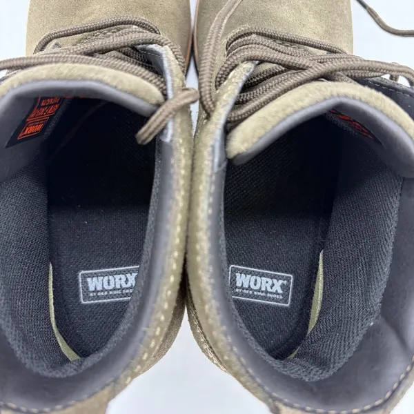 WORX by Red Wing Womens 7 Boots Olive Green Suede Steel Toe #5124 EUC - Image 7