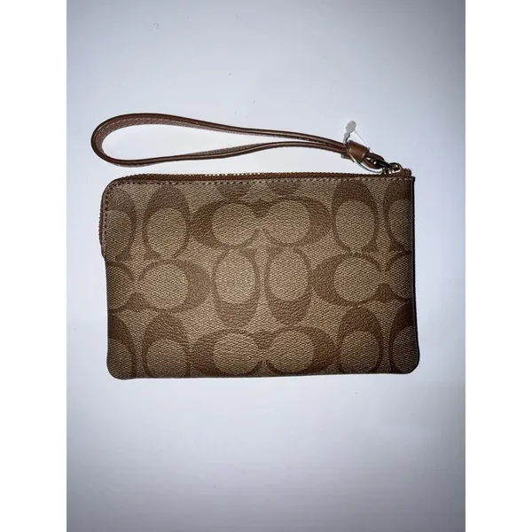 NEW Coach Bonnie Cashin Signature Corner Zip Wristlet‎ 57586 IMGold/Khaki L - Image 2