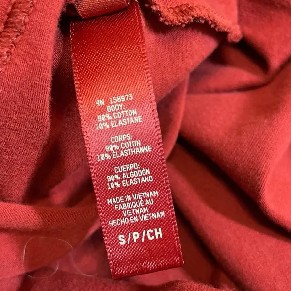 Skims Women's Red Mock Neck Long Sleeve Slim Jersey Tee T-Shirt Blouse Top Sz S - Image 5