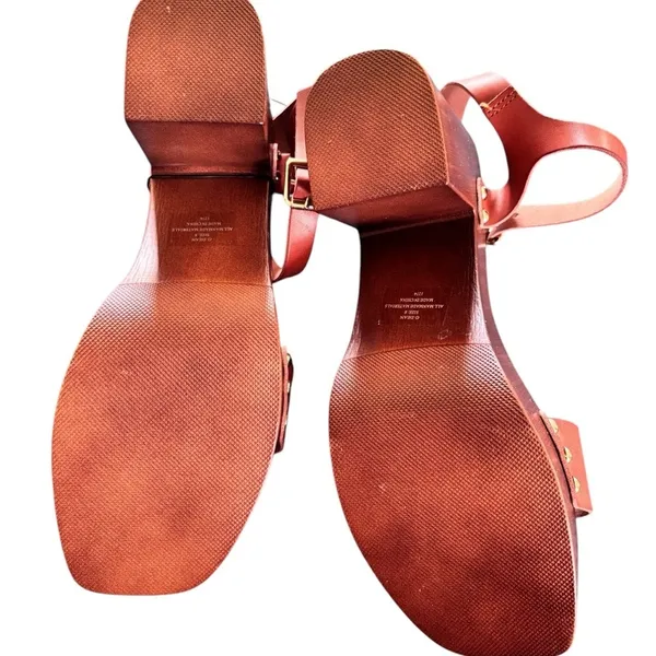 Madden Girl G-Dean Faux Leather Square Toe Heel Sandal Sz 8 Rivets 3.5” Heel - Image 5