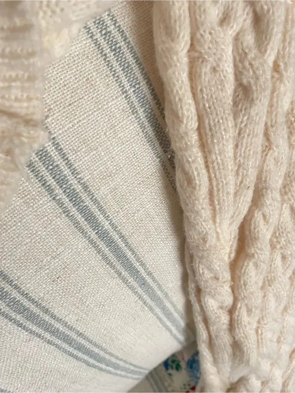 Aelfric Eden Chunky Cable Knit Oversized Fisherman Sweater Cream Medium - Image 4