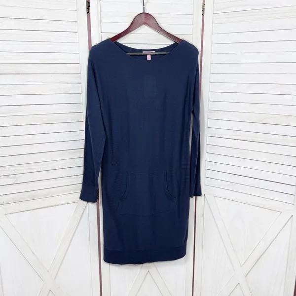 Lilly Pulitzer Jupiter Knit Sweater Shift Dress Navy Blue‎ XS Long Sleeve - Image 8