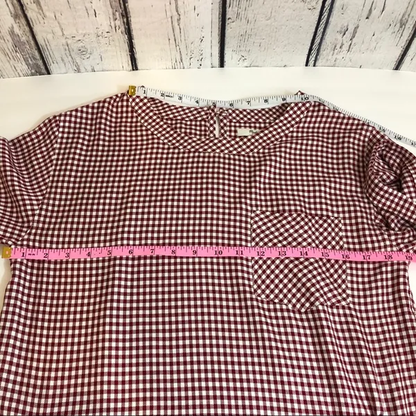 Madewell Gingham shift red white checkered picnic retro dress pockets size xs - Image 6