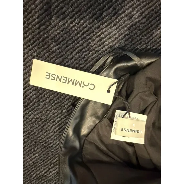 Commense Faux Leather Wrap Midi Skirt Black High Waist Front Slit NWT Size Large - Image 4