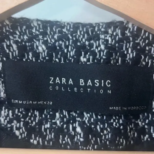 ✨Zara Classic Minimalist Tweed Blue White Zip Up Sz Medium Peacoat✨ - Image 9