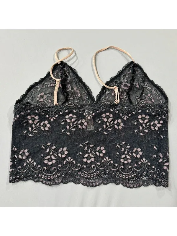 Vintage 2003 Victoria’s Secret Y2K Charcoal Pink Lace Longline Bralette S - Image 4