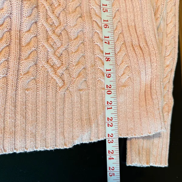 Chaps Light Pink Cable Knit Shawl Collar Toggle Cardigan Sweater Size M - Image 8