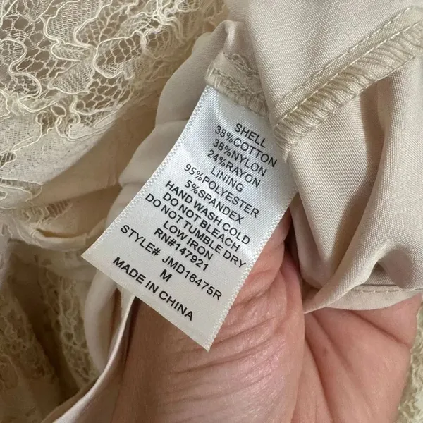 Just Me Ivory Delicate Lace Spaghetti Strap Romantic Midi Dress Medium - Image 7